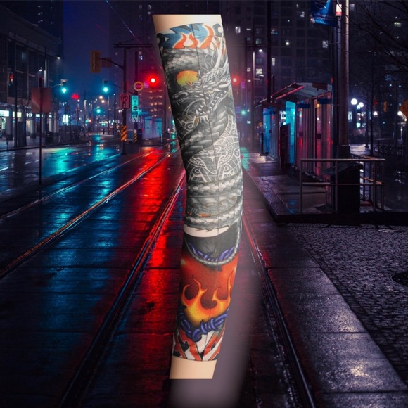 Temporary Tattoo Sleeves Body Art Arm Sun Protector UV protection arm Sleeves - Picture 2 of 8